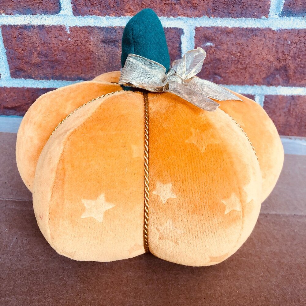 Hallmark Plush Pumpkin Décor With Stars Velvet Fall Table Centerpiece